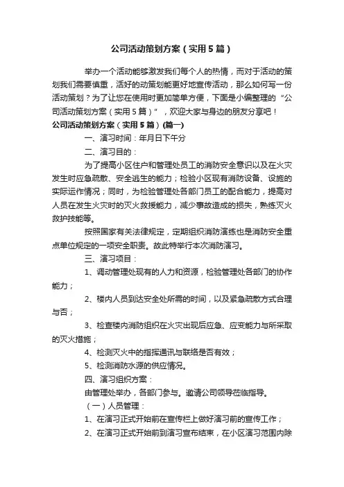 公司活动策划方案（实用5篇）