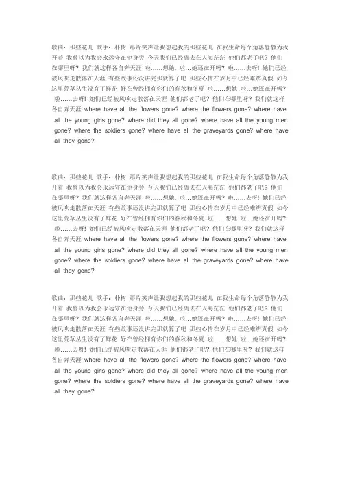 《那些花儿》歌词