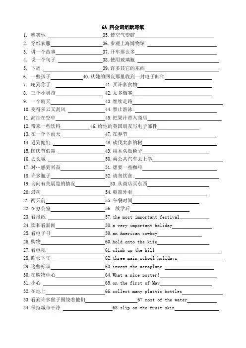 [译林版]6A 四会词组默写纸