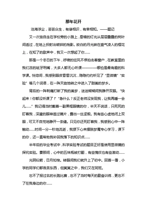 初三作文：那年花开作文800字