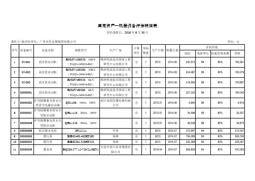 固定资产—机器设备评估明细表