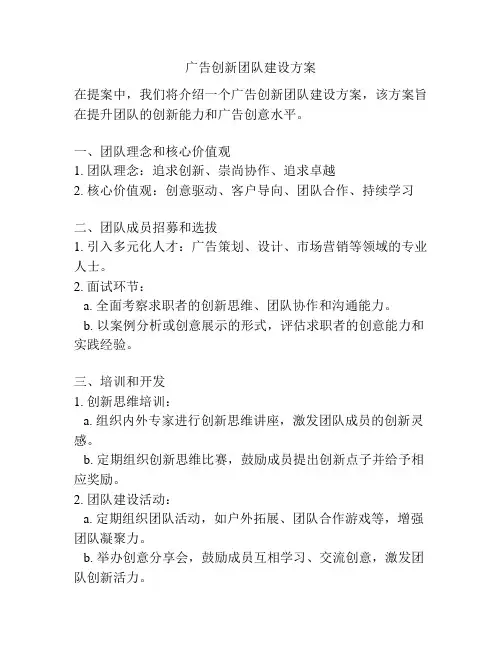 广告创新团队建设方案