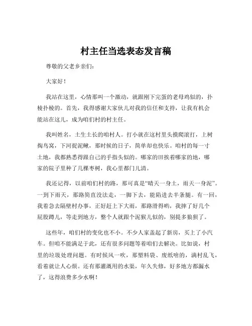 村主任当选表态发言稿