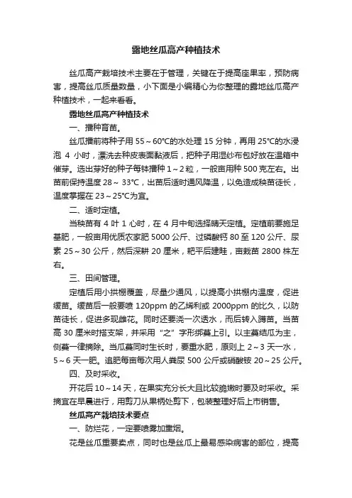 露地丝瓜高产种植技术