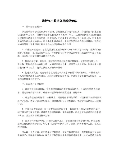 浅析高中数学分层教学策略