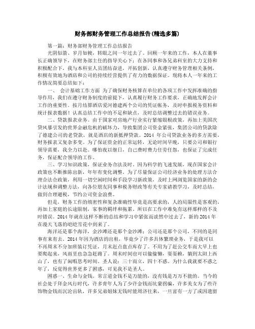 财务部财务管理工作总结报告(精选多篇)