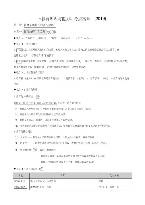 2019年中学教育知识与能力考点整理(全)