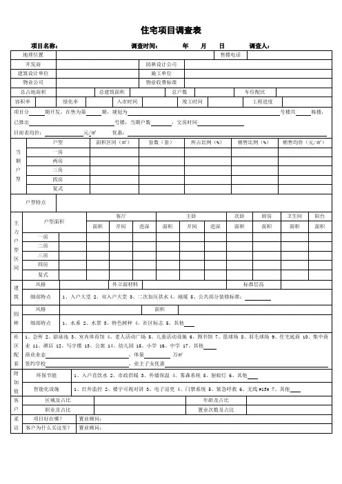 楼盘调研表模版