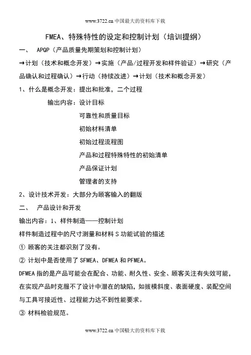FMEA特殊特性的_定和控制_划(培_提_)