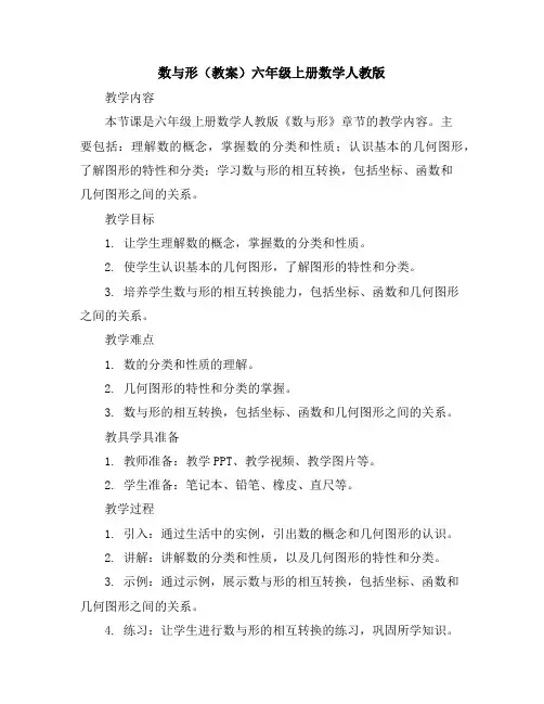 《数与形》(教案)六年级上册数学人教版
