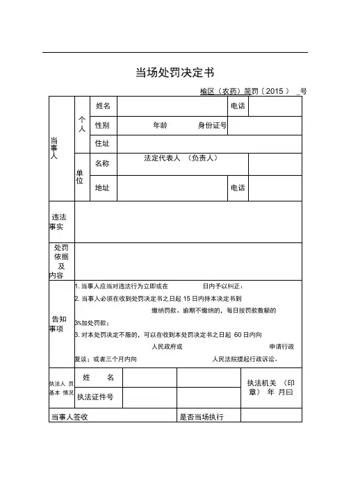 执法文书电子版空白格式