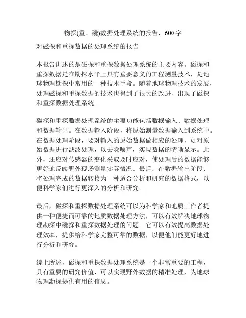 物探(重、磁)数据处理系统