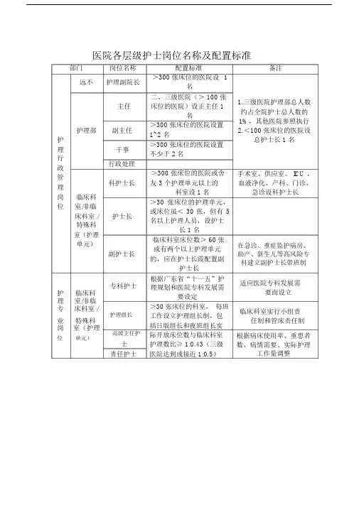 医院各层级护士岗位名称及配置标准.docx