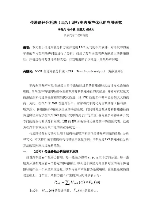 传递路径分析法(TPA)进行车内噪声优化的应用研究