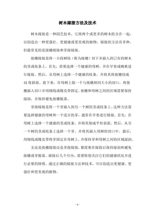 树木嫁接方法及技术