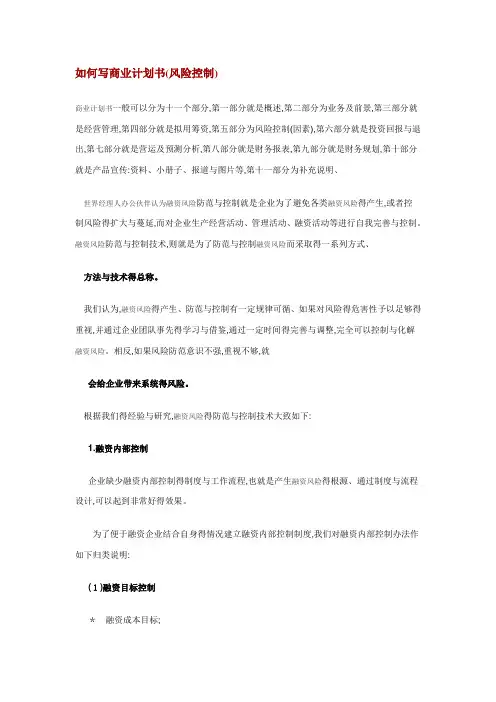 如何写商业计划书(风险控制)
