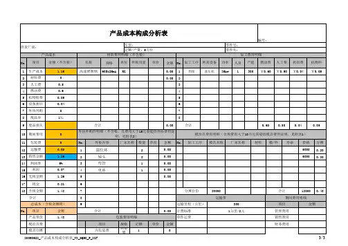 成本分析表模板