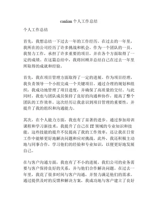 canlian个人工作总结