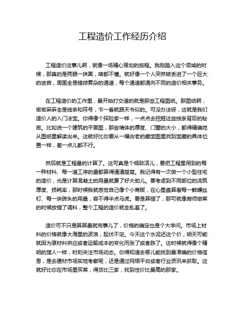 工程造价工作经历介绍