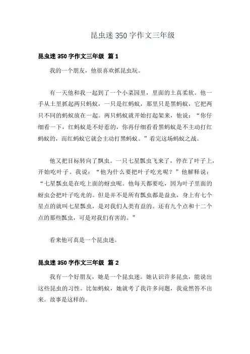 昆虫迷350字作文三年级