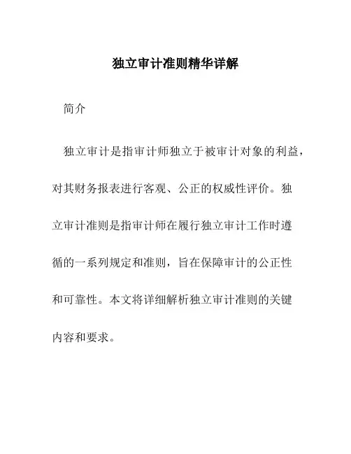 独立审计准则精华详解