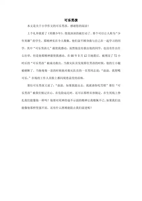可乐男孩_小学作文