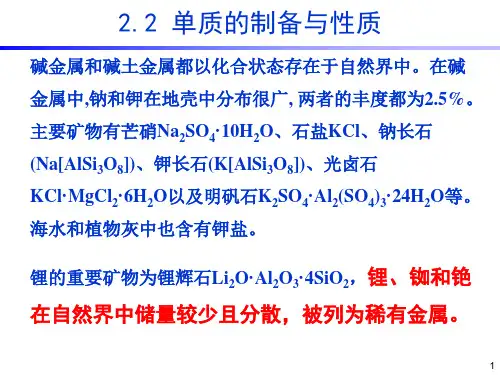 无机化学-碱金属与碱土金属元素单质的制备与性质