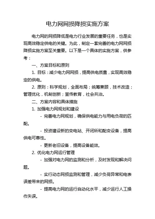 电力网网损降损实施方案