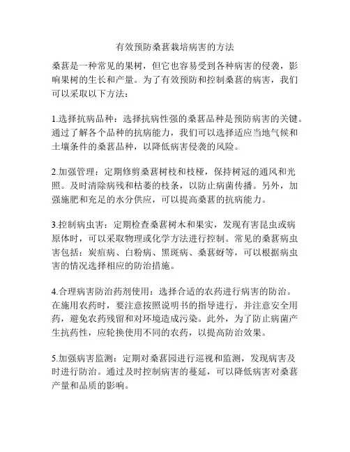 有效预防桑葚栽培病害的方法
