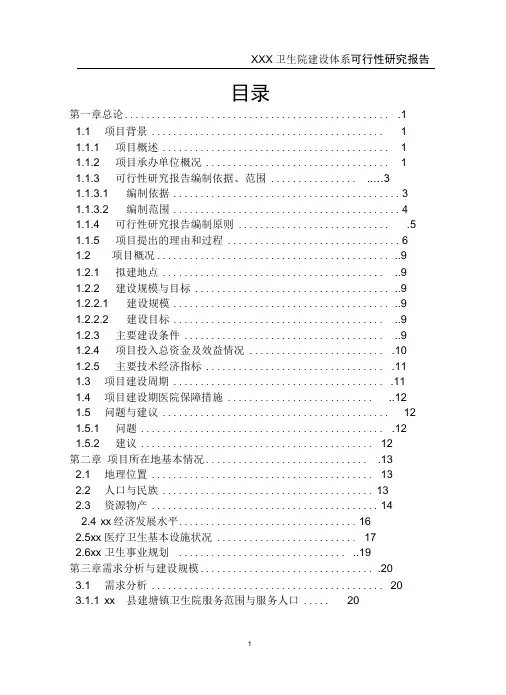 乡镇卫生院可行性研究报告