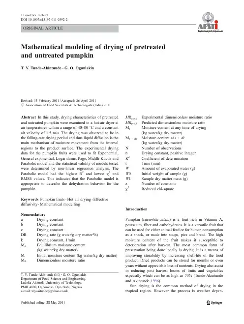 Mathematical modeling of drying of pretreated