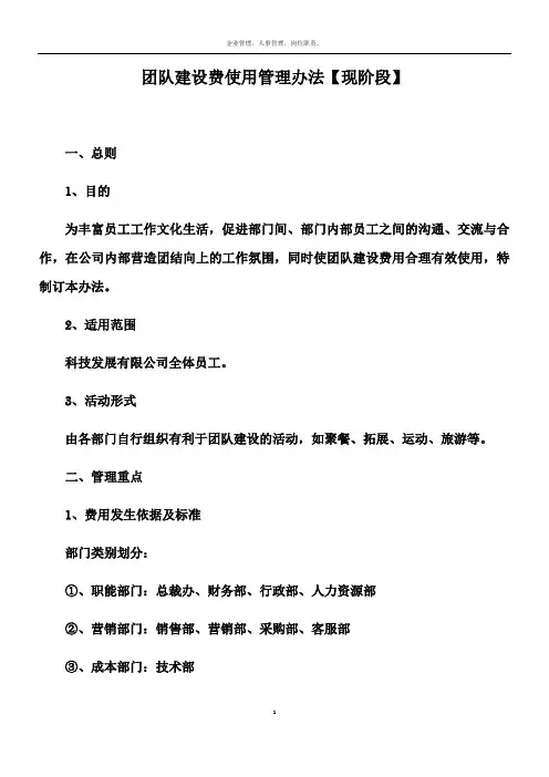 团队建设费使用管理办法