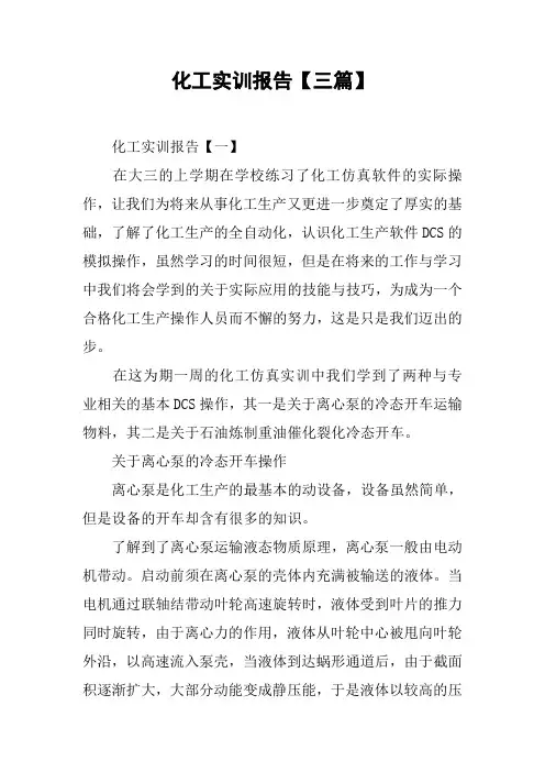 化工实训报告【三篇】