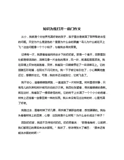 知识为我打开一扇门作文