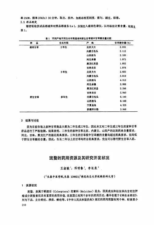 斑蝥的药用资源及其研究开发状况