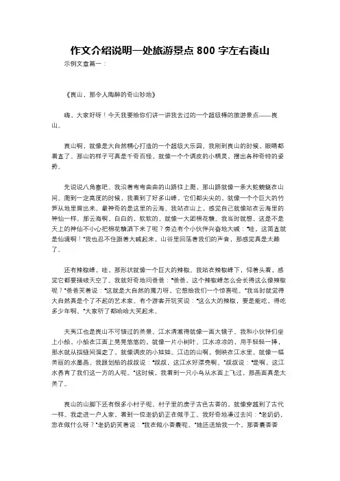 作文介绍说明一处旅游景点800字左右崀山
