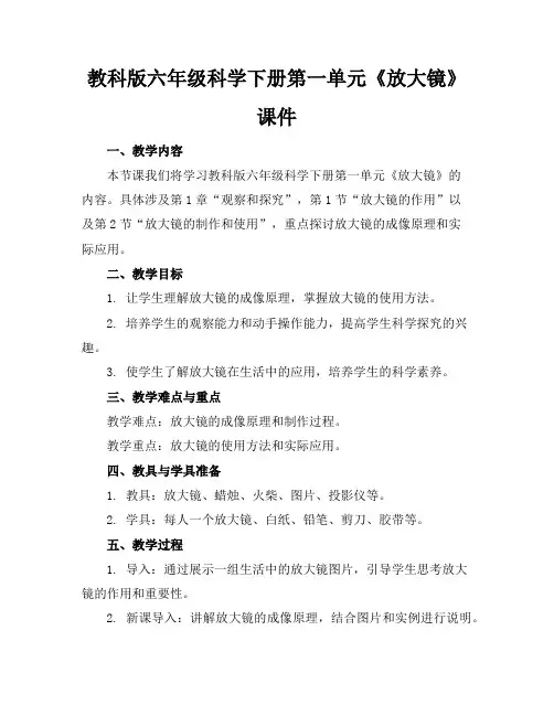 教科版六年级科学下册第一单元《放大镜》课件