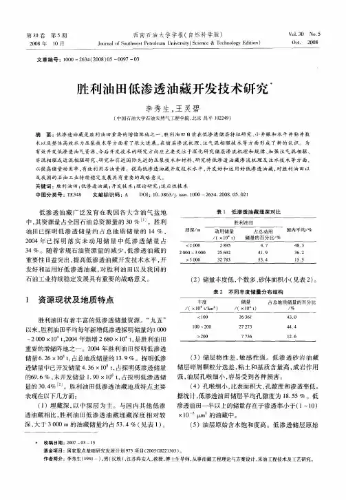 胜利油田低渗透油藏开发技术研究