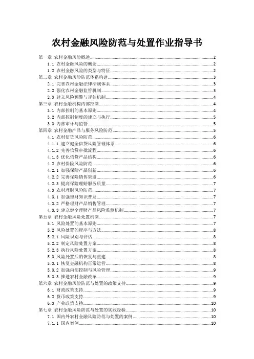 农村金融风险防范与处置作业指导书