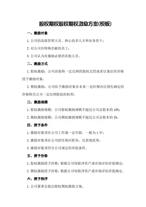 股权期权股权期权激励方案