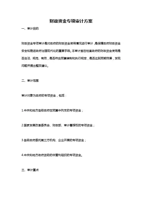 财政资金专项审计方案