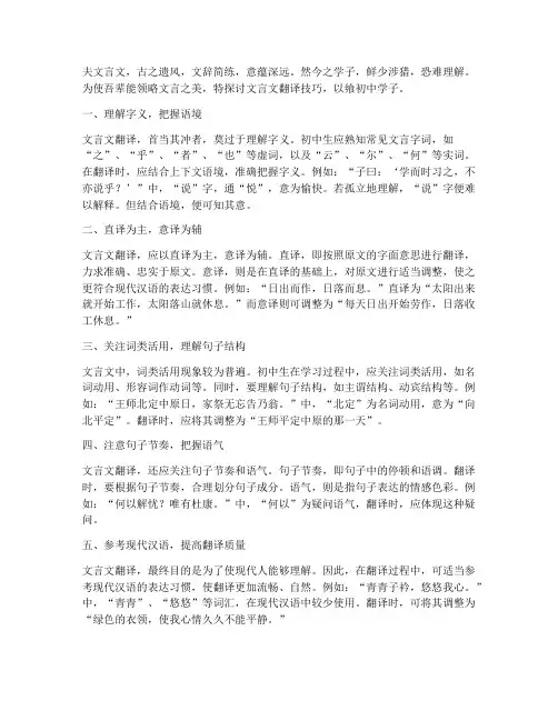 文言文翻译技巧_初中
