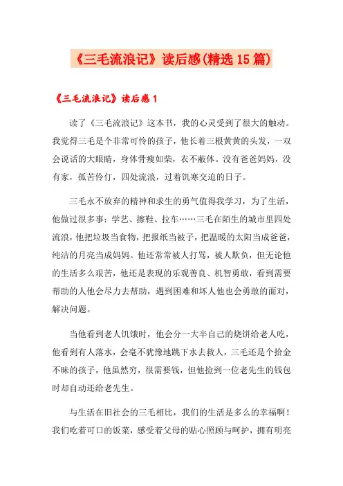 《三毛流浪记》读后感(精选15篇)