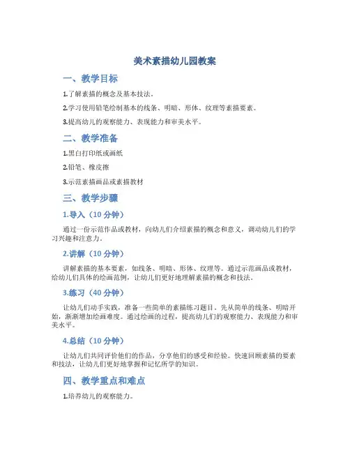 美术素描幼儿园教案