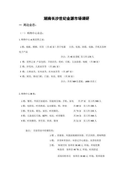湖南长沙世纪金源市场调研