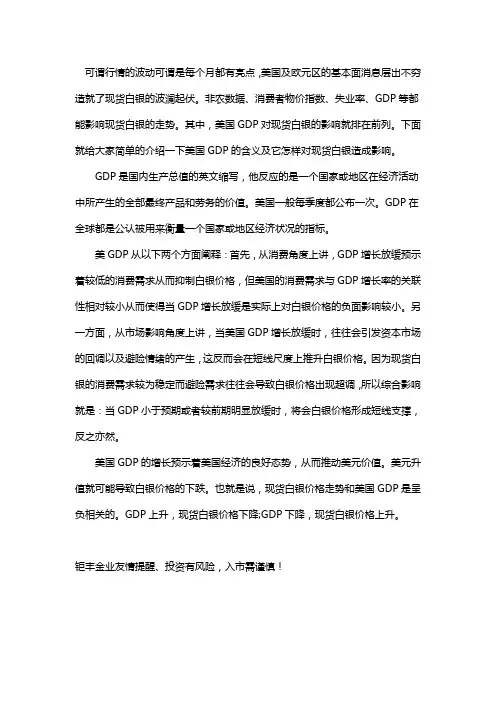 美国GDP对现货白银的影响