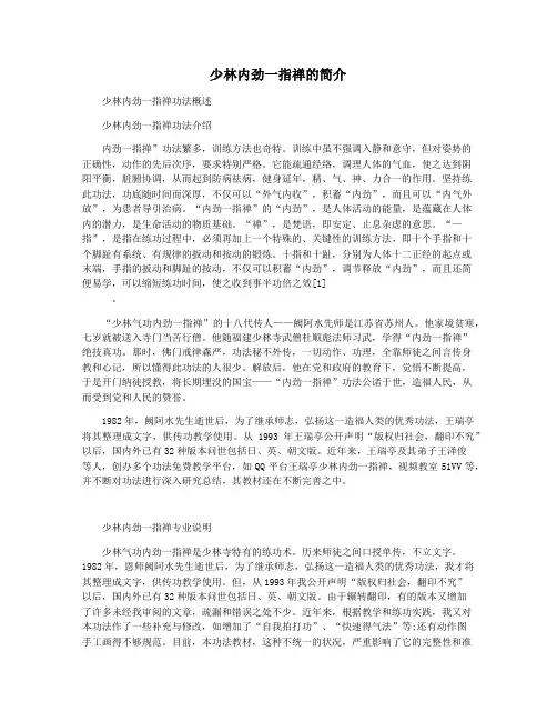 少林内劲一指禅的简介