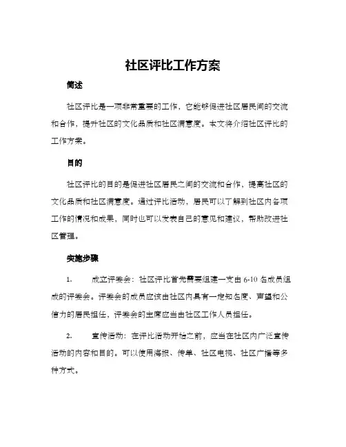 社区评比工作方案