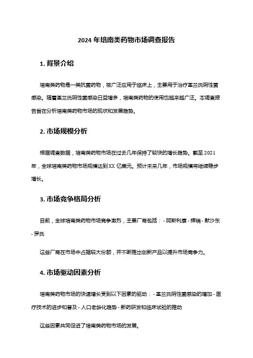 2024年培南类药物市场调查报告