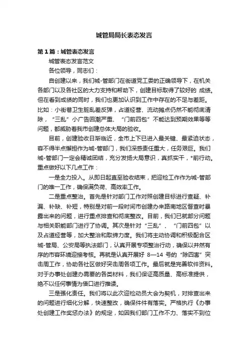 城管局局长表态发言